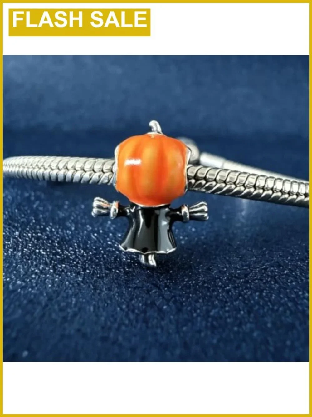 Sterling Silver Pumpkin Scarecrow Charm for Bracelets Necklaces